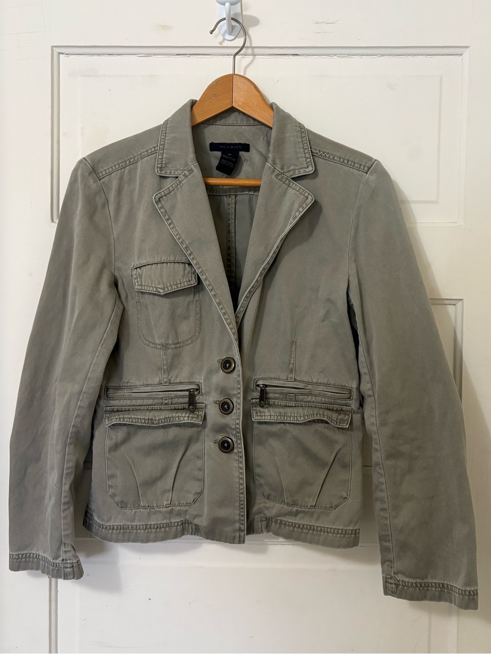Vintage 2000s Army Green Cotton Blazer Jacket